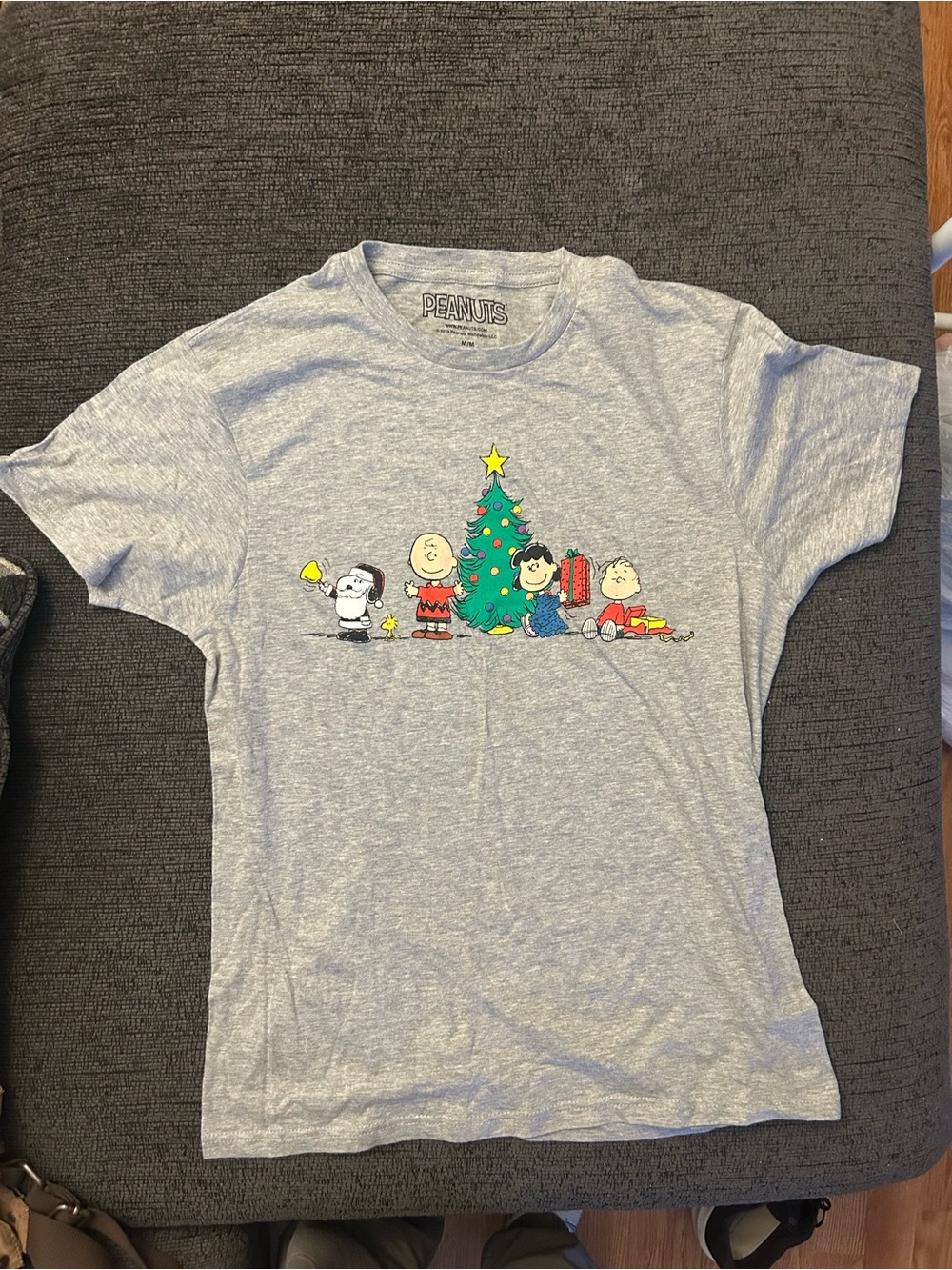 Peanuts Kids Light Gray Holiday Tree Graphic Tee